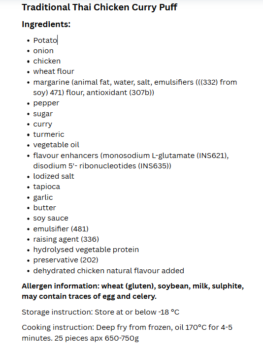 Thai Chicken Curry Puffs. 25 piece bags. $25 each. Minimum order of x4 bags and free delivery in Auckland City